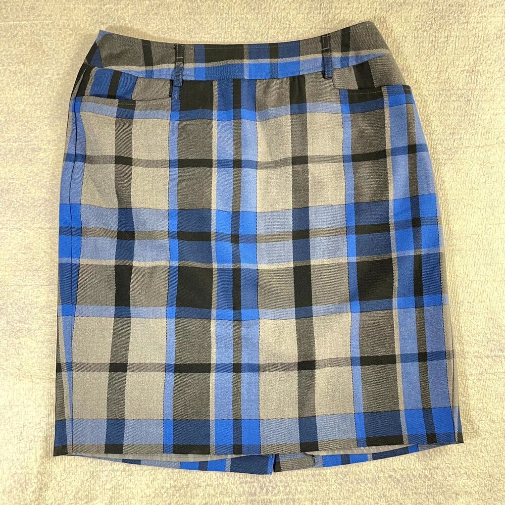 Dressbarn Plaid Blue‎ and Black Skirt Size 10 Womens